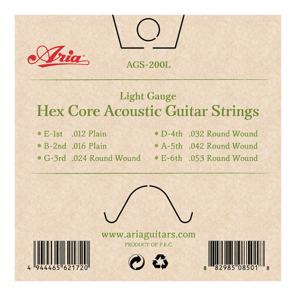 ARIA AGS-200L アコースティックギター弦×6セット 裏面