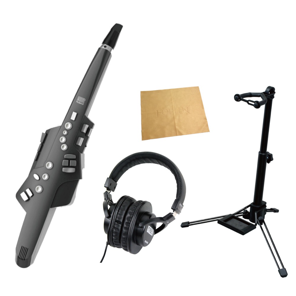 Roland AE-10G Aerophone Graphite Black スタンド ヘッドホン クロス付きセット ウィンドシンセサイザー