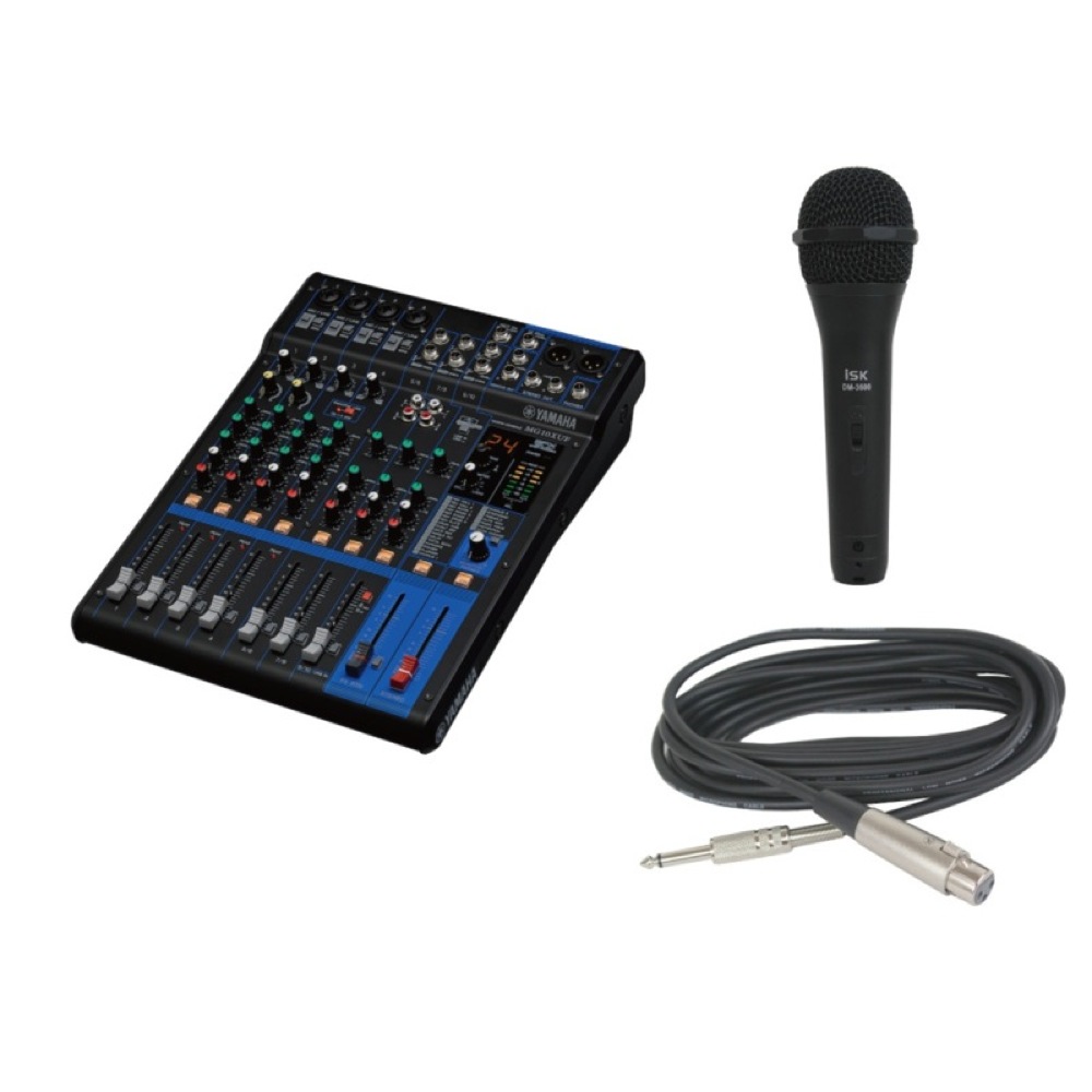 YAMAHA MG10XUF オーディオインターフェース アナログミキサー iSK DM-3600 ボーカル用マイク 5Mケーブル付きセット