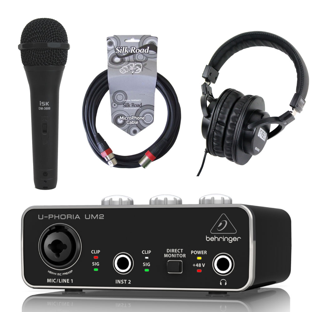 BEHRINGER UM2 U-PHORIA オーディオインターフェース iSKダイナミックマイク＋5mマイクケーブル＋SD GAZERヘッドホン付き セット