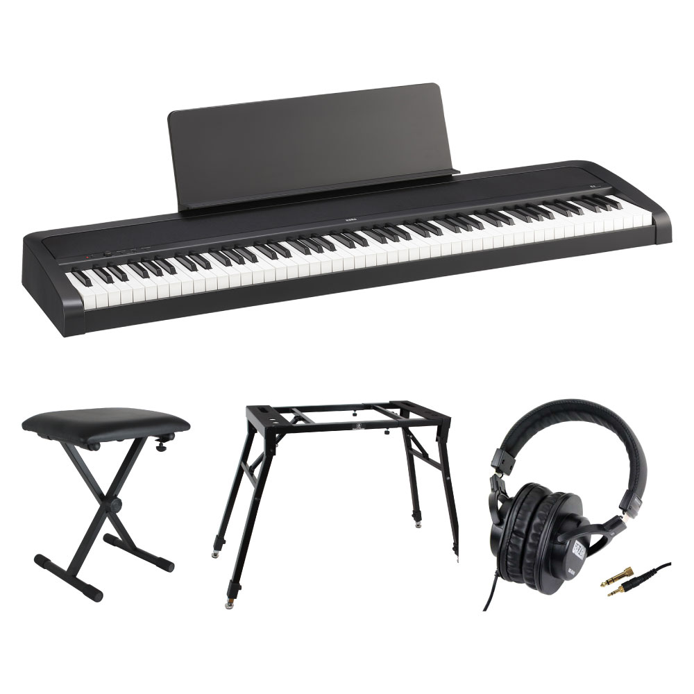 KORG B2 BK 電子ピアノ Dicon Audio 4本脚型 キーボードスタンド&ベンチ SD GAZERヘッドホン 4点セット