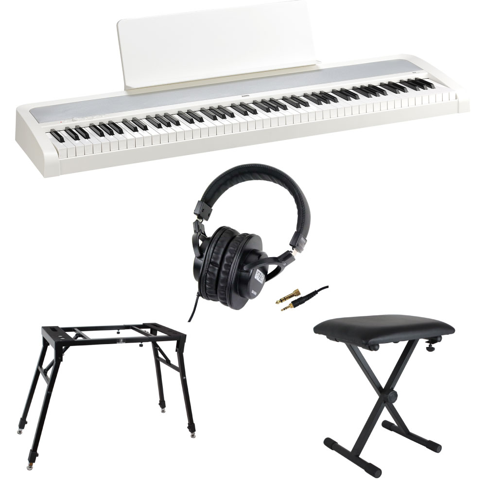 KORG B2 WH 電子ピアノ Dicon Audio 4本脚型 キーボードスタンド&ベンチ SD GAZERヘッドホン 4点セット
