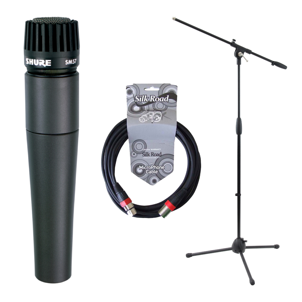 SHURE SM57-LCE 楽器用ダイナミックマイク ブームマイクスタンド マイクケーブル 3点セット