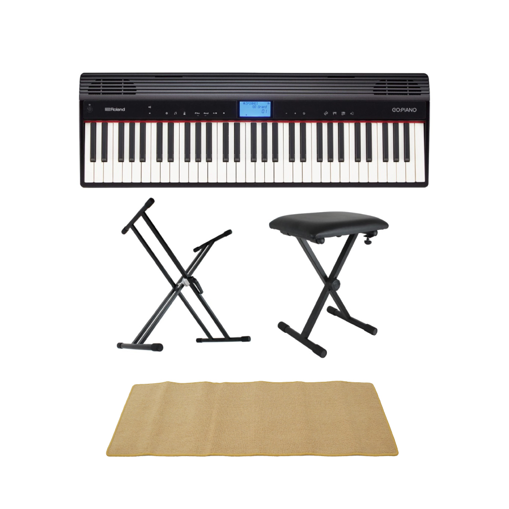 ROLAND GO-61P GO:PIANO エントリーキーボード X型スタンド キーボードベンチ ピアノマット(クリーム)付きセット