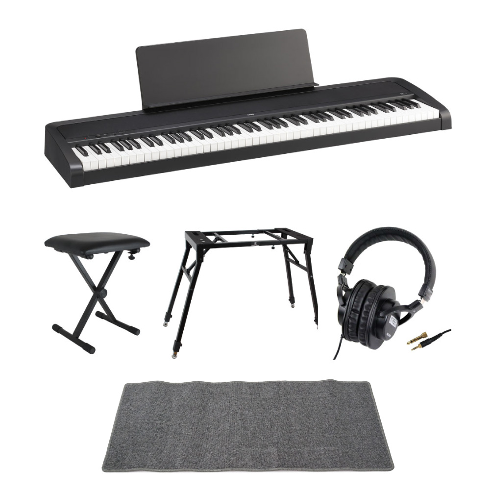 KORG B2 BK 電子ピアノ Dicon Audio 4本脚型 キーボードスタンド ベンチ SD GAZERヘッドホン ピアノマット(グレイ)付きセット