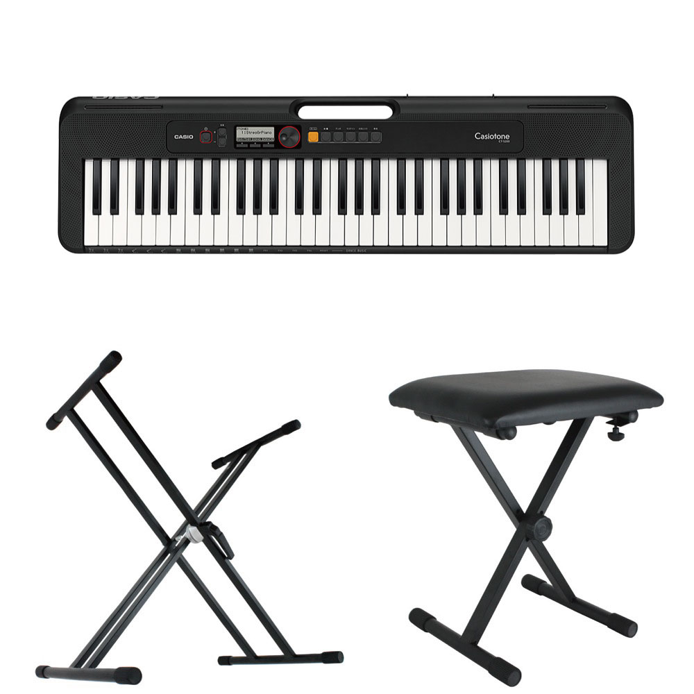 CASIO CT-S200 BK Casiotone 61鍵盤 キーボード ブラック キーボードスタンド キーボードベンチ 3点セット [鍵盤 Bset]