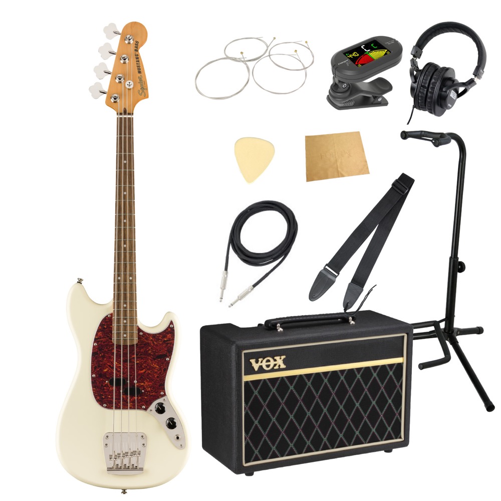 Squier Classic Vibe ’60s Mustang Bass LRL OWT VOXアンプ付き エレキベース入門10点セット