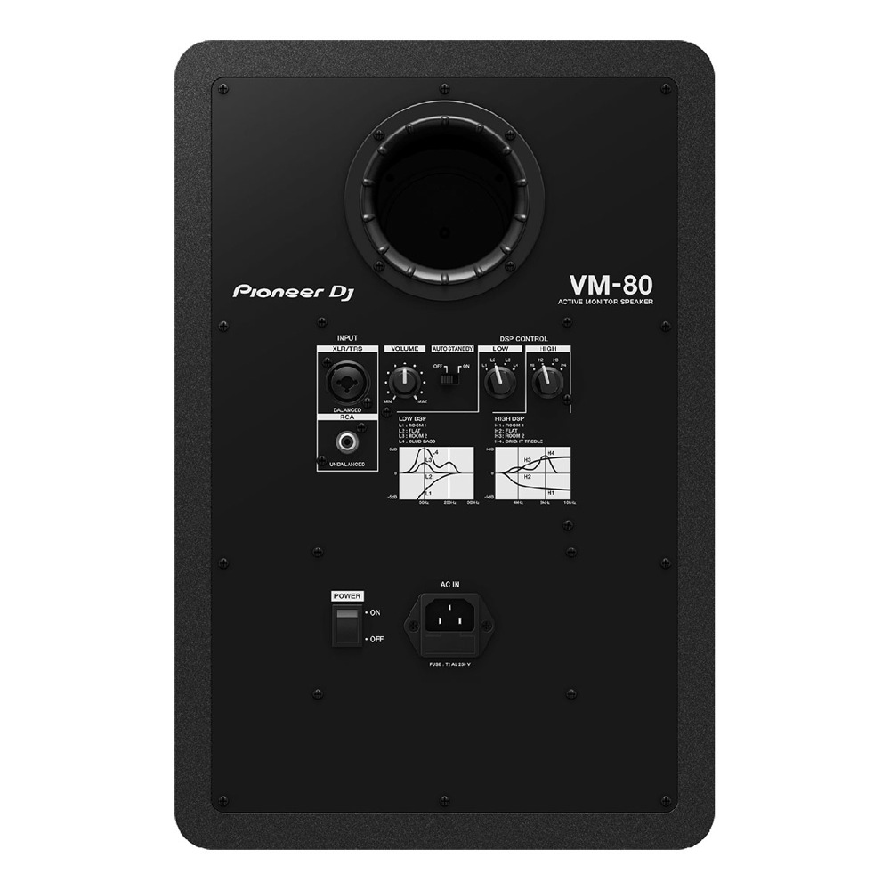 Pioneer DJ VM-80 VMシリーズ アクティブモニタースピーカー 1ペア（2台） 8インチ スピーカースタンド付きセット Pioneer DJ VM-80 VMシリーズ アクティブモニタースピーカー裏面画像