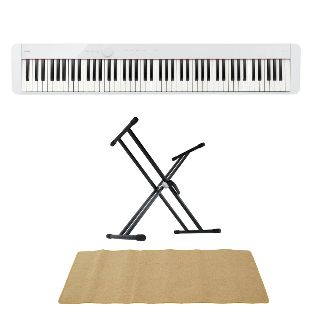 CASIO Privia PX-S1100 WE 電子ピアノ スタンド マット 3点セット [鍵盤 AMset]