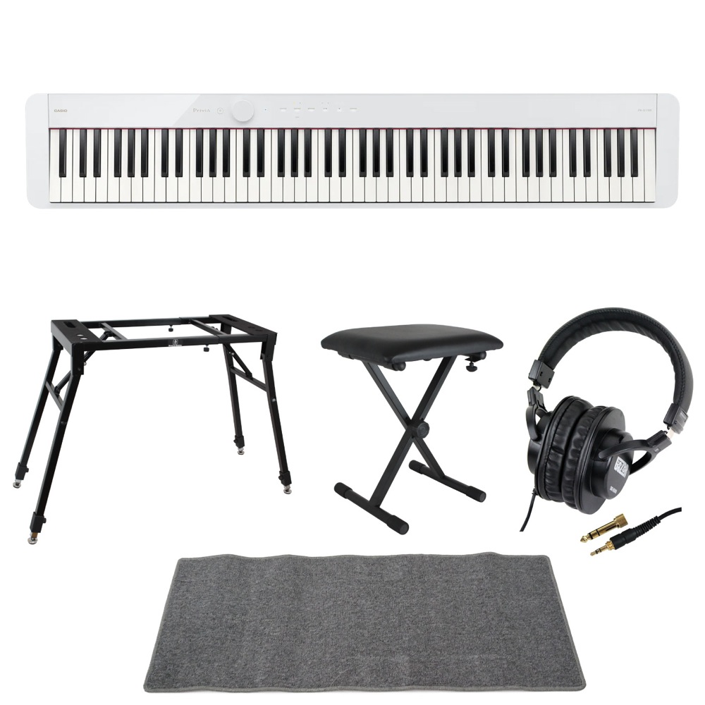 CASIO Privia PX-S1100 WE 電子ピアノ スタンド ベンチ ヘッドホン マット 5点セット [鍵盤 LMset]