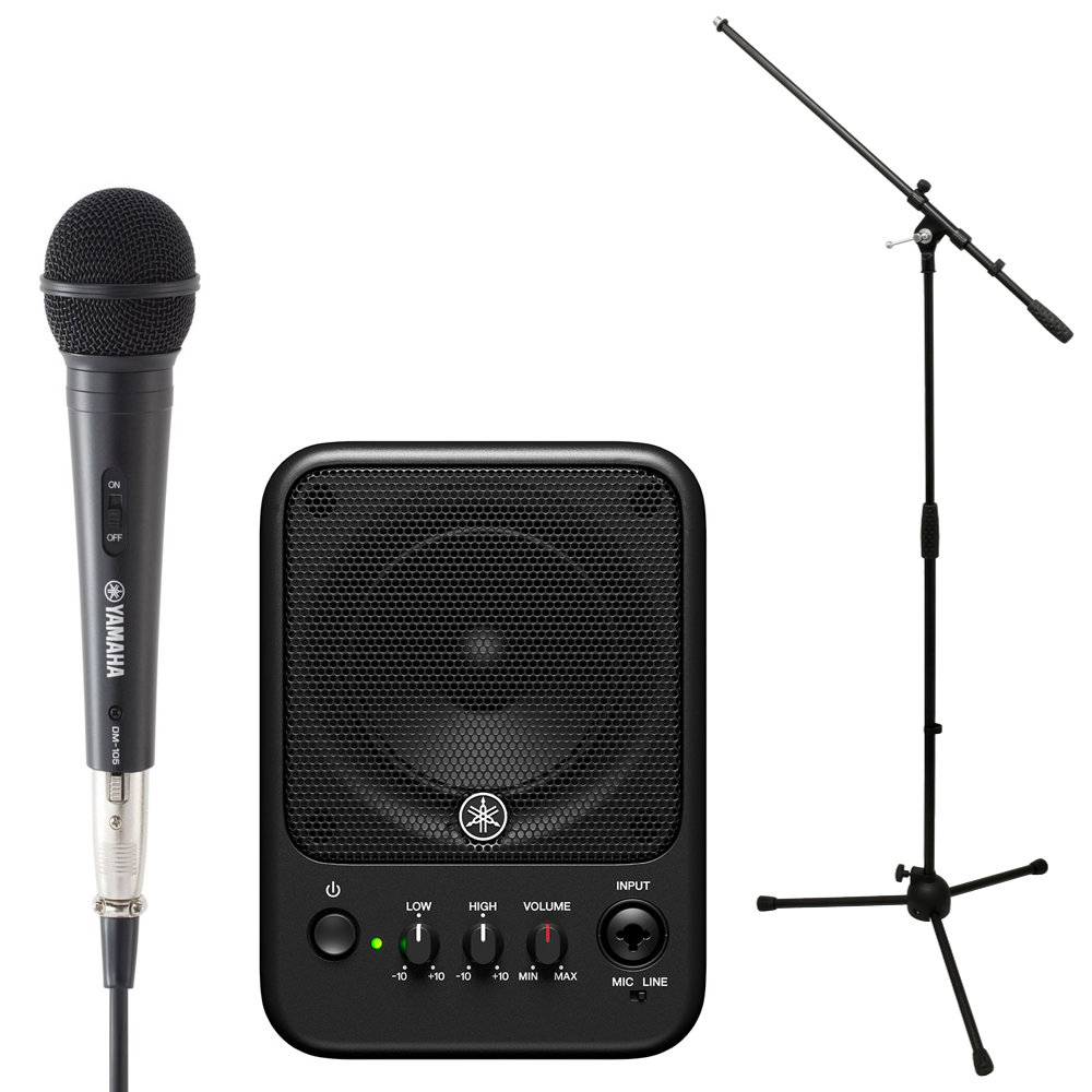 YAMAHA MS101-4 パワードモニタースピーカー 1本 ダイナミックマイク(YAMAHA DM-105)・スタンド付きセット