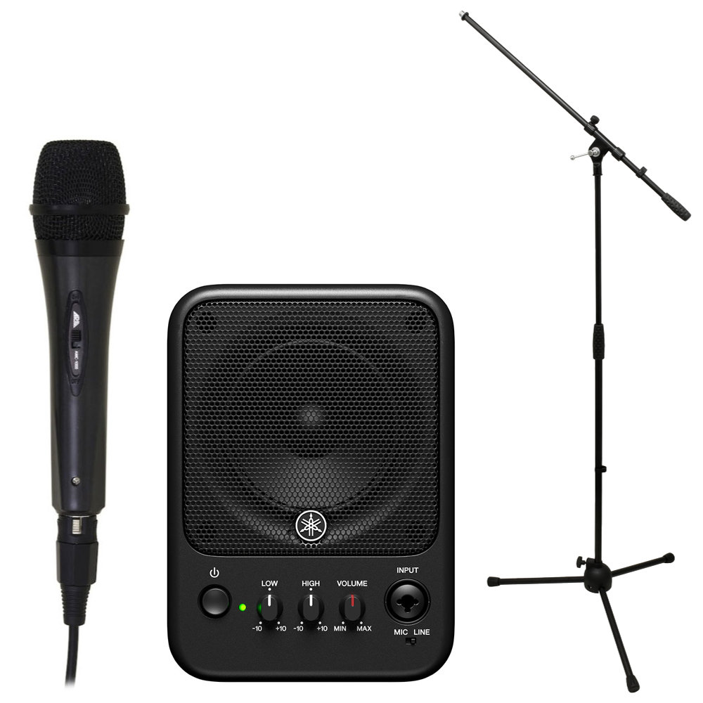 YAMAHA MS101-4 パワードモニタースピーカー 1本 ダイナミックマイク（ARIA AMC-1000）・スタンド付きセット