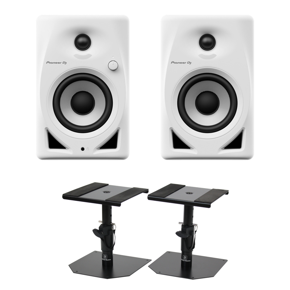 Pioneer DJ DM-40D White パワードモニタースピーカー 1ペア(2台) ホワイト 白 Dicon Audio SS-032R 卓上スタンド ペア セット