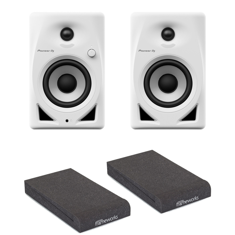 Pioneer DJ DM-40D White パワードモニタースピーカー 1ペア（2台） ホワイト 白 アイソレーションパッド付きセット
