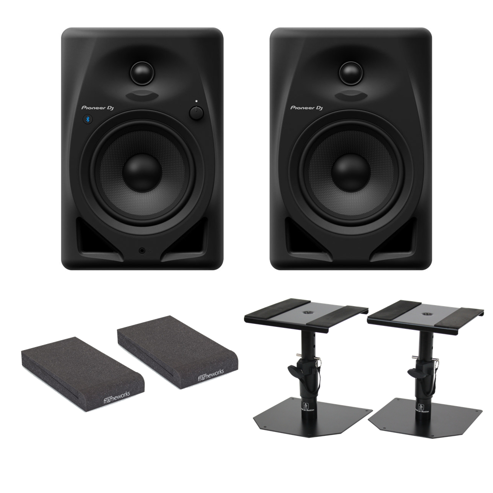 Pioneer DJ DM-50D-BT Black Bluetooth搭載 パワードモニタースピーカー 1ペア（2台） スピーカースタンド アイソレーションパッド付きセット