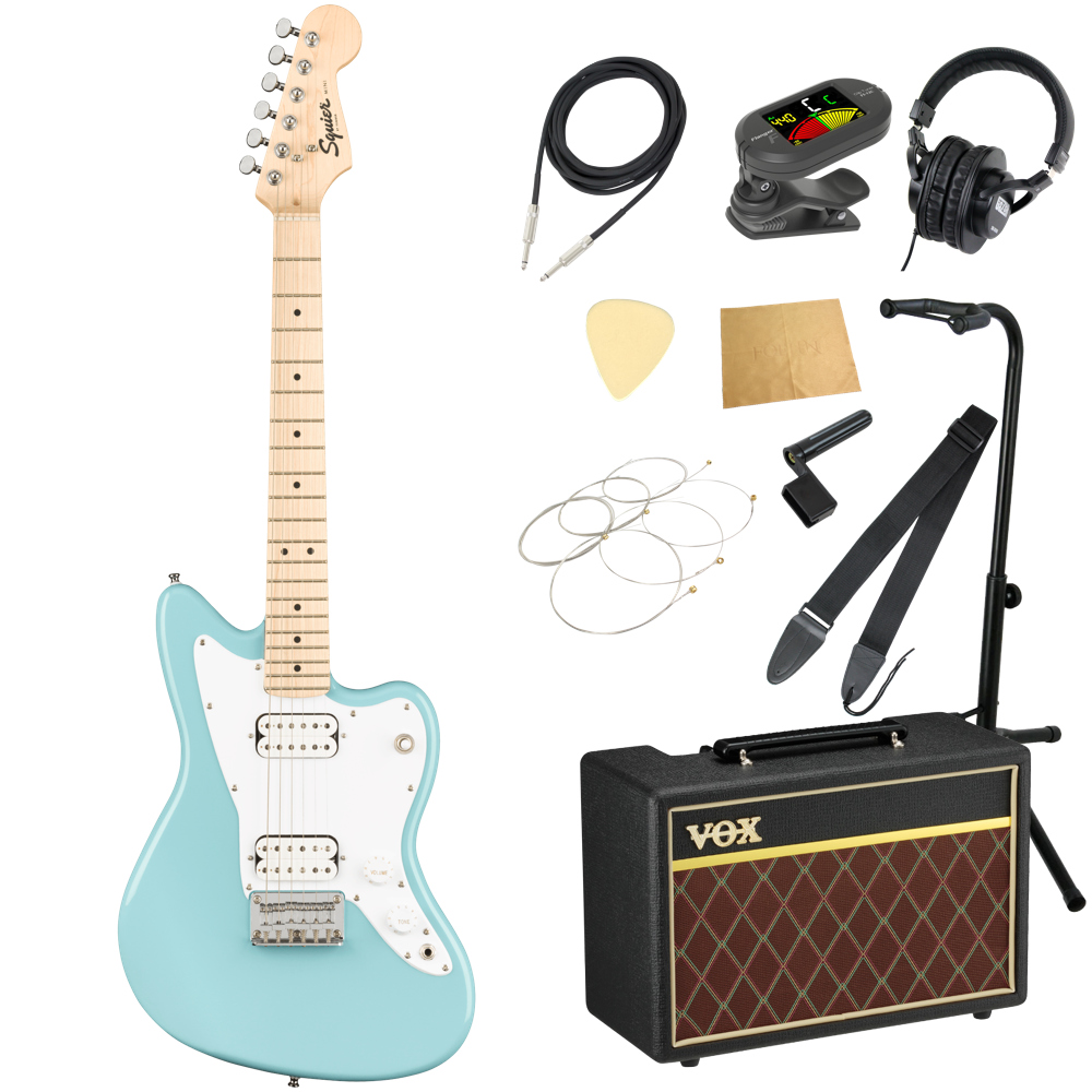 Squier Mini Jazzmaster HH Maple Fingerboard Daphne Blue エレキギター VOXアンプ付き 入門11点 初心者セット