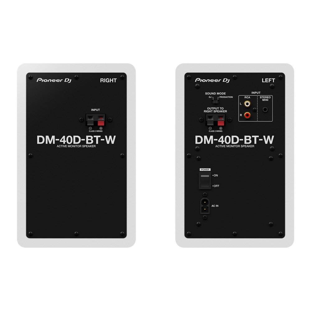 Pioneer DJ PLX-500-W White ターンテーブル リスニングセット Pioneer DJ DM-40D-BT-W アイソレーションパッド付きセット Pioneer DJ DM-40D-BT-W White Bluetooth搭載 パワードモニタースピーカー 1ペア(2台) 白 ホワイトの背面画像