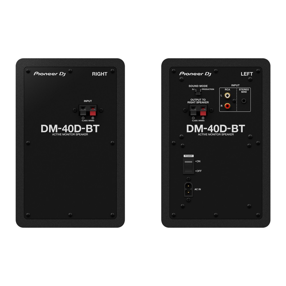 Pioneer DJ PLX-500-K Black ターンテーブル リスニングセット Pioneer DJ DM-40D-BT アイソレーションパッド付きセット Pioneer DJ DM-40D-BT Black Bluetooth搭載 パワードモニタースピーカー 1ペア(2台)の背面画像