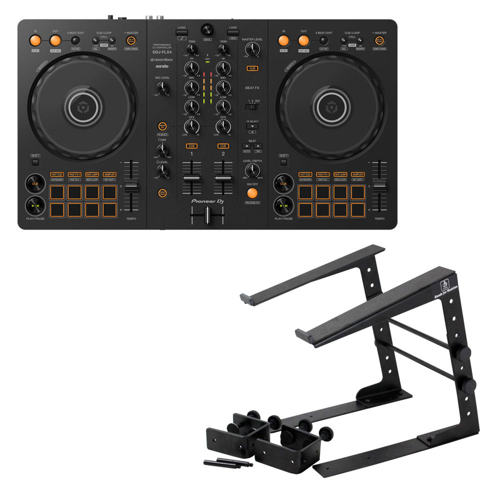Pioneer DJ DDJ-FLX4 ラップトップスタンド付きセット DJコントローラー rekordbox / Serato DJ Lite対応 PC / スマホ両対応を実現したコントローラー