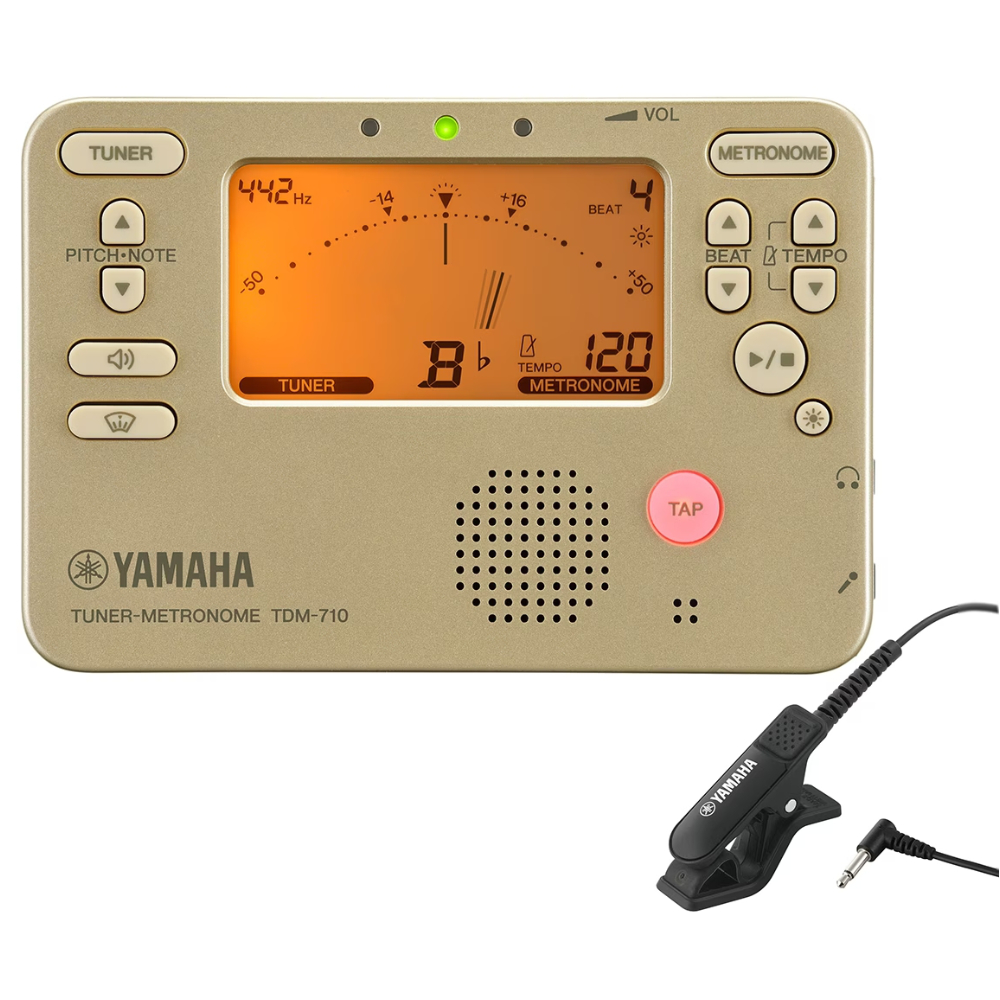 チューナー メトロノーム ヤマハ YAMAHA TDM-710GLM チューナーマイク 単4乾電池付き 吹奏楽 管楽器 弦楽器 ブラスバンド オーケストラ コンタクトマイク付きチューナー画像