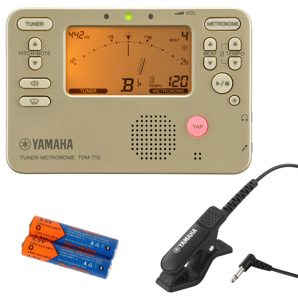 チューナー メトロノーム ヤマハ YAMAHA TDM-710GL ゴールド & TM-40BK 単4乾電池付き 吹奏楽 管楽器 弦楽器 ブラスバンド オーケストラ チューナー & マイクセット