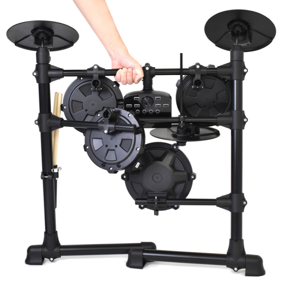 ONETONE ワントーン 電子ドラム OTDD-100 BK パッド式バスドラム シンバル追加(3シンバル)セット ドラム椅子 スティック ヘッドホン付き 折りたたみ画像