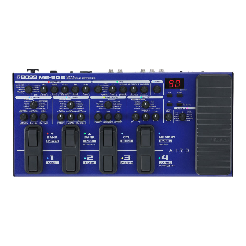 ベースエフェクター マルチエフェクター BOSS ME-90B PSA-100S2アダプター付きセット ME90B 10種類のプリアンプ 61種類のエフェクト ベース プリアンプ DI 全体像