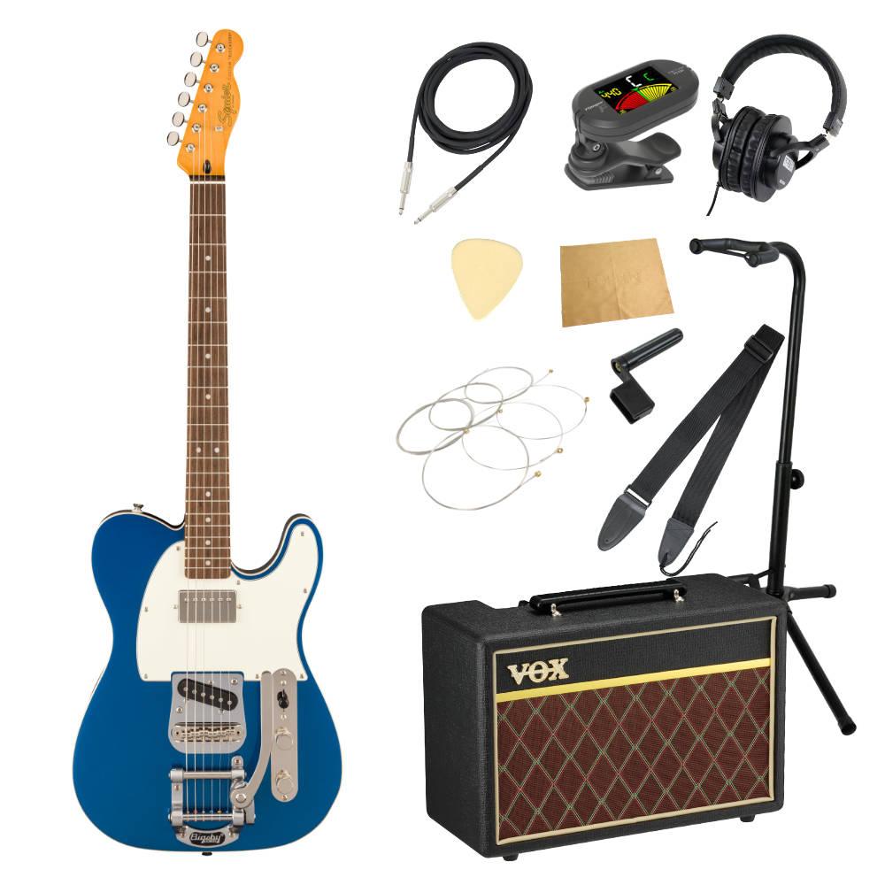 Squier スクワイア スクワイヤー Classic Vibe Custom Telecaster SH with Bigsby Lake Placid Blue エレキギター VOXアンプ付き 入門11点 初心者セット