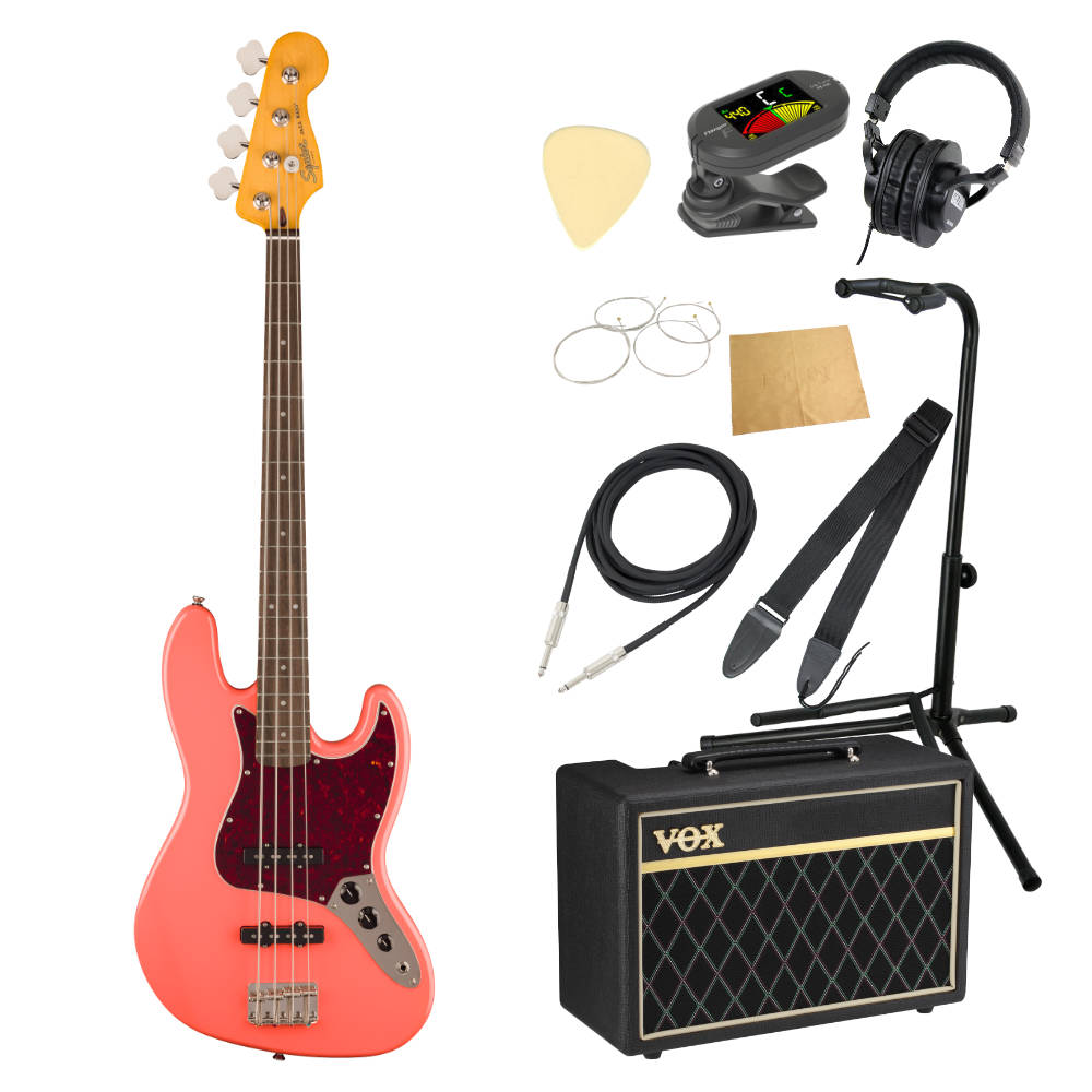 Squier スクワイア スクワイヤー Classic Vibe ’60s Jazz Bass LRL Tahitian Coral エレキベース VOXアンプ付き 入門10点 初心者セット