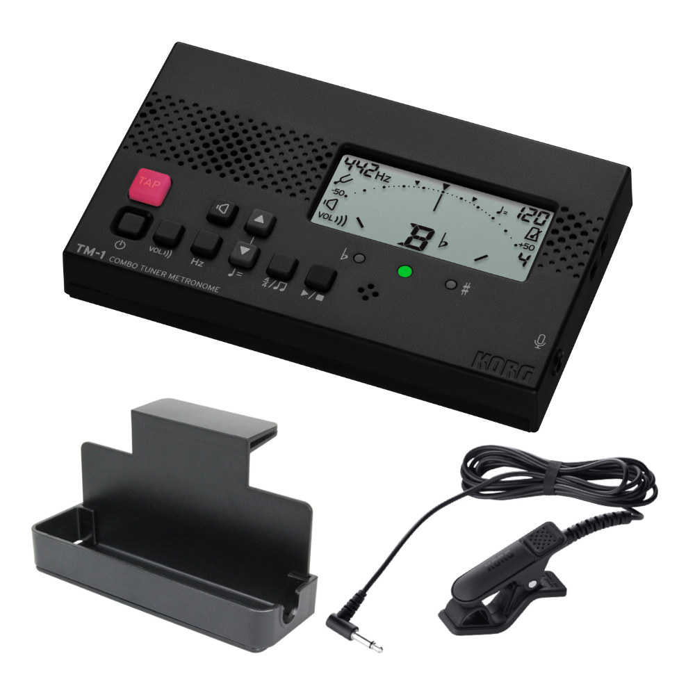 KORG TM-1 BK チューナー＆メトロノーム 純正クリップマイク/譜面台トレイラック付きセット 吹奏楽 管楽器 弦楽器 ブラスバンド オーケストラ
