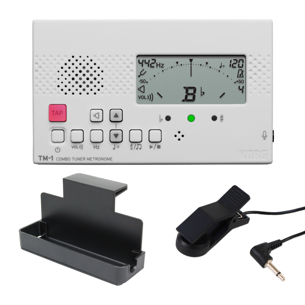 KORG TM-1 WH チューナー&メトロノーム クリップマイク/譜面台トレイラック付きセット 吹奏楽 管楽器 弦楽器 ブラスバンド オーケストラ