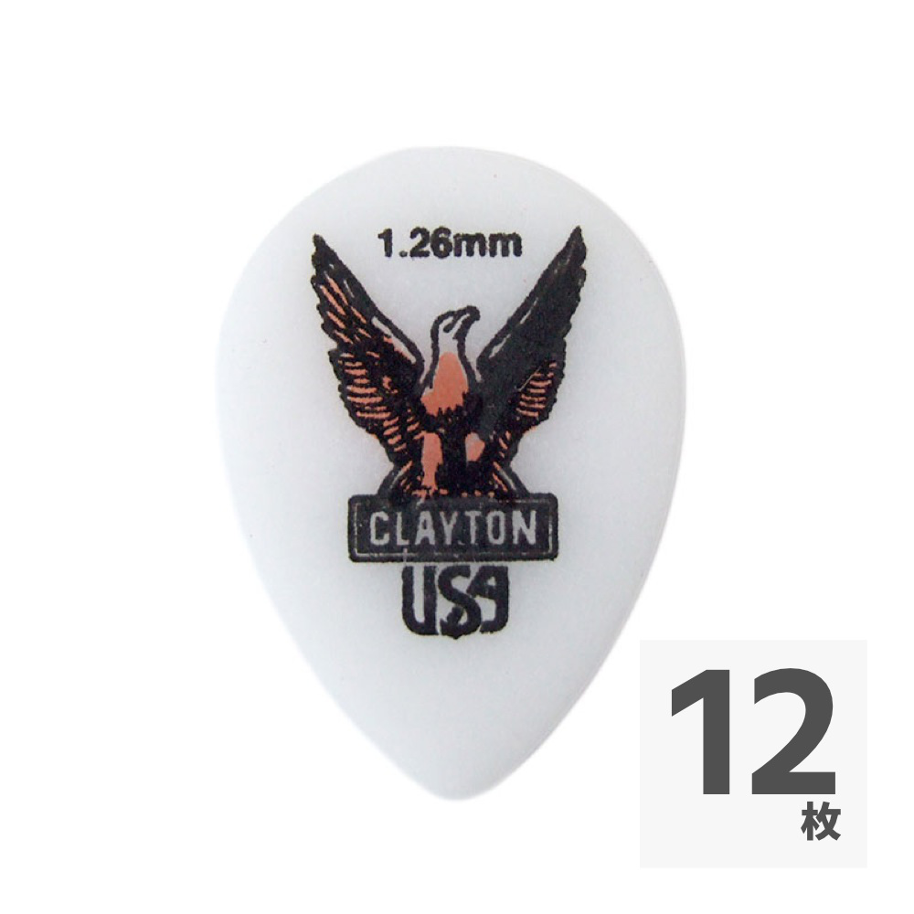 Clayton USA Acetal Polymer 1.26mm スモールティアドロップ ギターピック×12枚