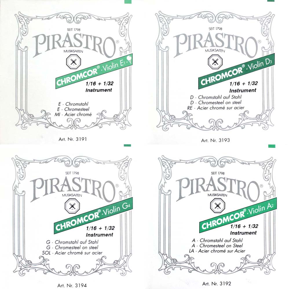 PIRASTRO Chromcor 1/16&1/32サイズ用バイオリン弦セット