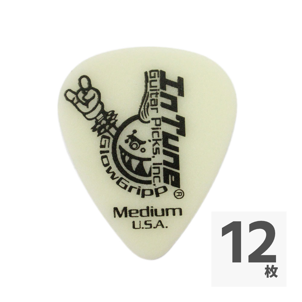 In Tune Guitar Picks Glow Gripp Guitar Picks GGP1-W71 Medium 0.71mm White ギターピック×12枚